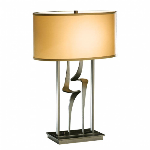 Hubbardton Forge Antasia Table Lamp, 1-Light, Sterling, Natural Anna Shade, 24.7"H (272815-SKT-85-SF1795 5DKTUF) 
