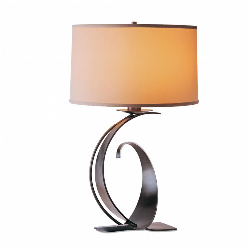 Hubbardton Forge Fullered Impressions Table Lamp, 1-Light, Sterling, Natural Anna Shade, 29"H (272678-SKT-85-SF1794 5DKTTL) 
