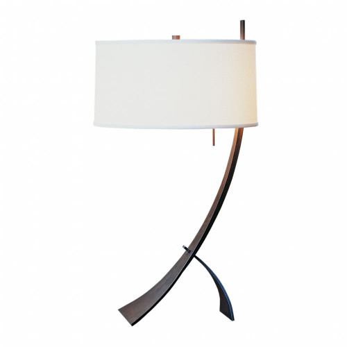 Hubbardton Forge Stasis Table Lamp, 1-Light, Sterling, Flax Shade, 28.3"H (272666-SKT-85-SE1695 5DH10P) 