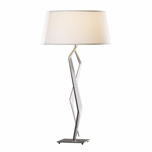 Hubbardton Forge Facet Table Lamp, 1-Light, Sterling, Flax Shade, 33.7"H (272850-SKT-85-SE1815 5DKTV7) 