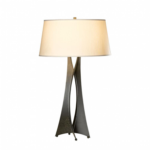 Hubbardton Forge Moreau Table Lamp, 1-Light, Sterling, Flax Shade, 33.4"H (273077-SKT-85-SE2011 5DKTW4) 