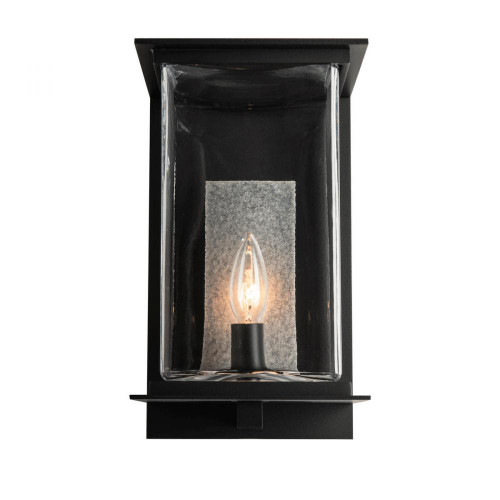 Hubbardton Forge Kingston Outdoor Wall Sconce, 1-Light, Coastal Natural Iron, Translucent Soft Gold, Clear Glass, 12.25"H (304840-SKT-20-83-ZM0076 5DKUT6) 