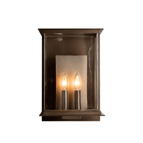 Hubbardton Forge Kingston Outdoor Wall Sconce, 2-Light, Coastal Burnished Steel, Translucent Soft Gold, Clear Glass, 15"H (304842-SKT-78-83-ZM0084 5DKUTY) 