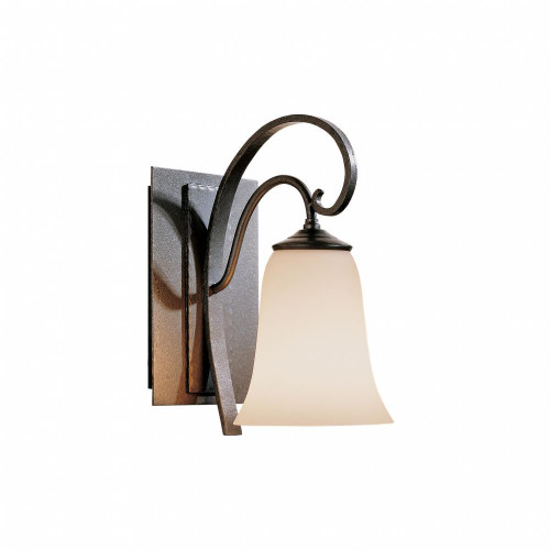 Hubbardton Forge Scroll Wall Sconce, 1-Light, Sterling, Opal Glass, 10"H (204531-SKT-85-GG0035 5DGU65) 