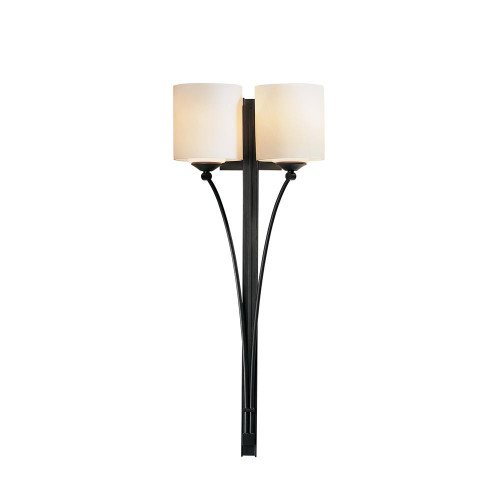 Hubbardton Forge Formae Contemporary Wall Sconce, 2-Light, Sterling, Opal Glass, 29.75"H (204672-SKT-85-GG0169 5DGV2C) 