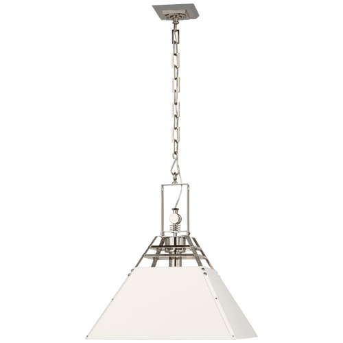 Visual Comfort & Co. Signature Collection Pierre Medium Pendant, 1-Light, Polished Nickel and White, 22.75"H (SK 5561PN/WHT CWX6U) 