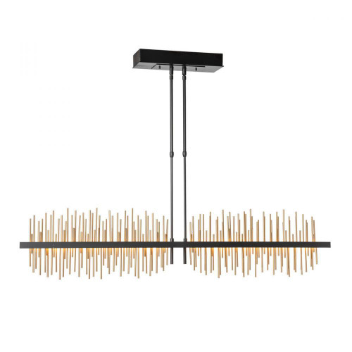 Hubbardton Forge Gossamer Linear Chandelier, 1-Light, Long Height, LED, Dark Smoke, Vintage Platinum, 51.9"W (139655-LED-LONG-07-82 5CQKRY) 