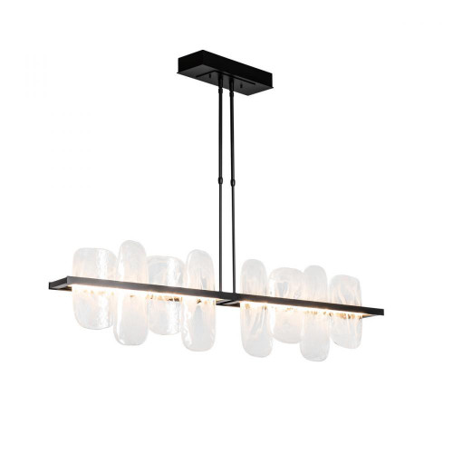 Hubbardton Forge Vitre Linear Chandelier, 1-Light, Short Height, LED, Soft Gold, White Swirl Glass, 51.9"W (139661-LED-SHRT-84-YR0708 5D9RTF) 