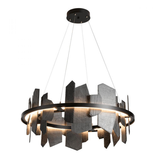 Hubbardton Forge Ardesia Pendant, 1-Light, Standard Height, LED, Bronze, 38"W (139665-LED-STND-05-SL 5D9RTN) 