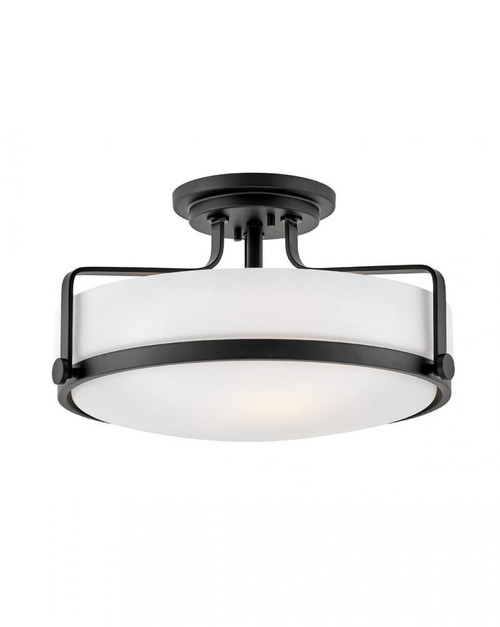 Hinkley Harper Semi-Flush Mount, 3-Light, Black, 18"W (3643BK 9Q9HA) 