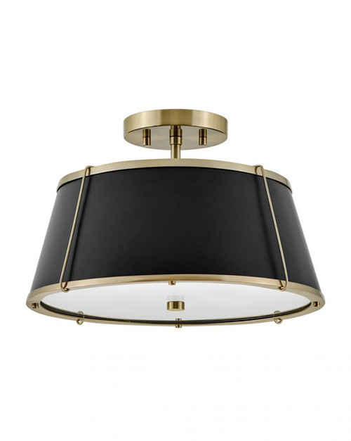 Hinkley Clarke Medium Semi-Flush Mount, 2-Light, Gold, Light Brass, 15"W (4893WS 9U29Y) 