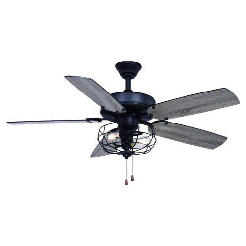 Vaxcel International Reed Ceiling Fan, 5-Blade, 2-Light, LED, Matte Black, Dark Bronze/Driftwood Blades, 48"W (F0099 J7R2) 