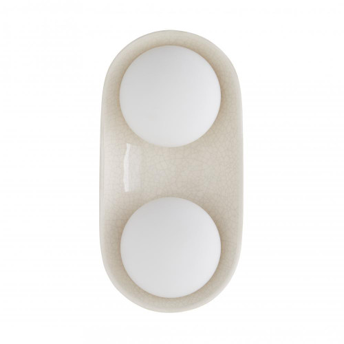 Arteriors Home Glaze Wall Sconce, 2-Light, Ivory Stained Crackle Ceramic, Frosted Glass, 16.5"H (DA49006 3MPLW) 