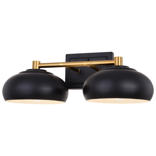 Vaxcel International Belmont Bath Vanity, 2-Light, Matte Black, Satin Brass, 18.5"W (W0383 J8N2) 