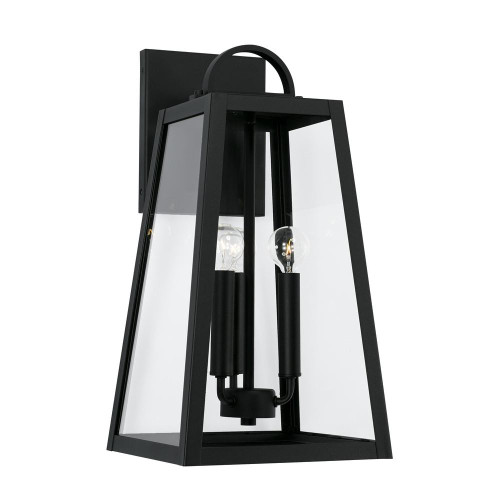 Capital Leighton Outdoor Wall Lantern, 3-Light, Black, Clear Glass, 16"H 