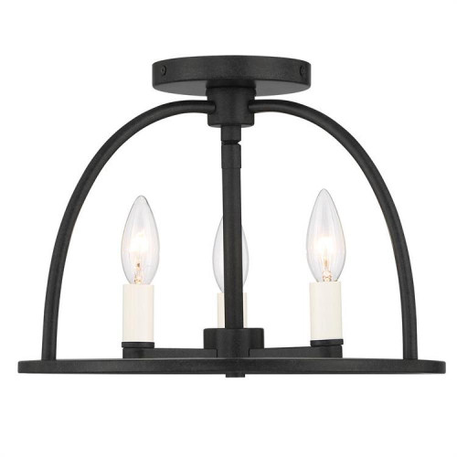 Crystorama Abbott Semi Flush Mount - Black 10"H 