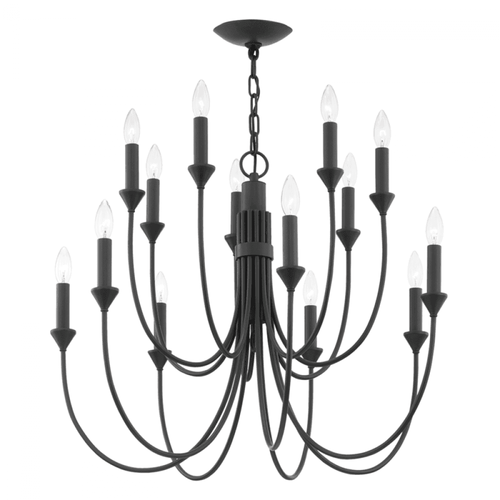 Troy Cate Chandelier Forged Iron 30"W x 25.25"H 