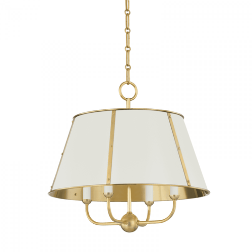 Hudson Valley Cambridge Chandelier Aged Brass Off-White 20"W x 19.5"H 