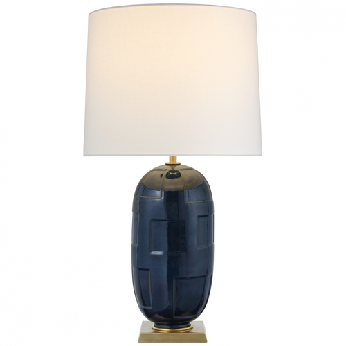 Incasso Large Table Lamp, 1-Light, Mixed Blue Brown, Linen Shade, 31.5"H (TOB 3685MBB-L CX03N)