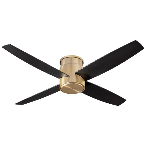 Oxygen Oslo Ceiling Fan, 4-Blade, Aged Brass, Matte Black Blades, 52"W (3-102-40 42R0C) 
