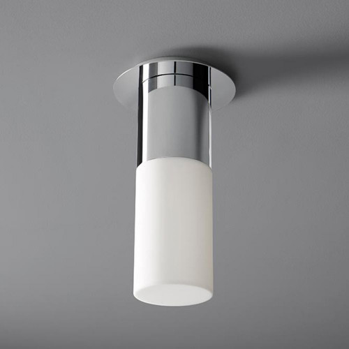 Oxygen Pilar Semi-Flush Mount, 1-Light, LED, Polished Chrome, White Shade, 5.875"W (3-309-220 3ZMEG) 
