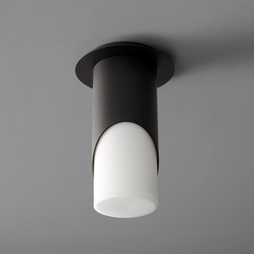 Oxygen Ellipse Semi-Flush Mount, 1-Light, LED, Black, White Shade, 5.875"W (3-354-115 3ZMEQ) 