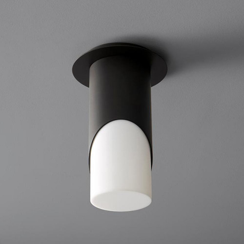 Oxygen Ellipse Semi-Flush Mount, 1-Light, LED, Black, White Shade, 5.875"W (3-354-215 3ZMEU) 