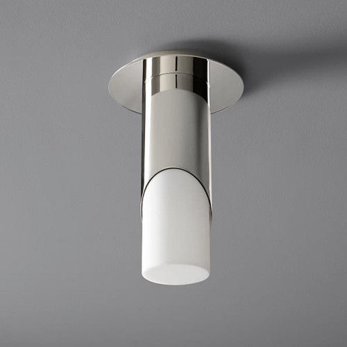 Oxygen Ellipse Semi-Flush Mount, 1-Light, LED, Satin Nickel, White Shade, 5.875"W (3-353-220 3ZMEN) 