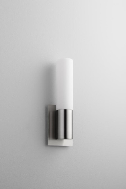Oxygen Magneta Wall Sconce, 1-Light, LED, Satin Nickel, Matte Opal Shade, 14.5"H (3-528-124 3ZNDN) 