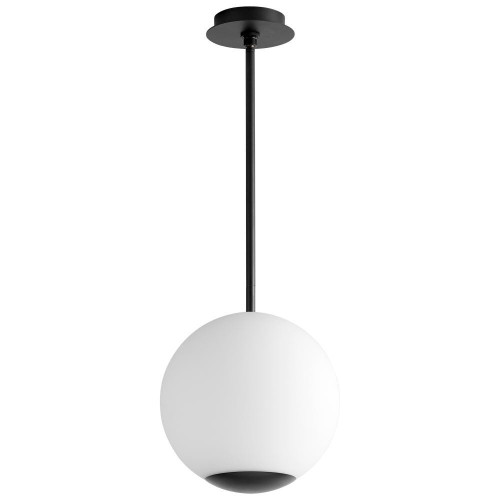 Oxygen Terra Pendant, 1-Light, LED, Black, Matte Opal Shade, 12"W (3-691-15 42Q2F) 