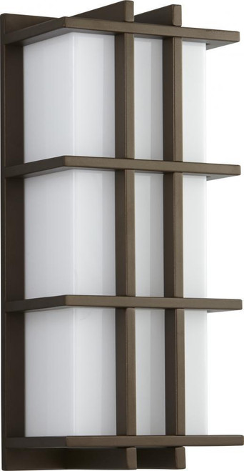 Oxygen Telshor Outdoor Wall Sconce, 1-Light, LED, Oiled Bronze, White Acrylic Shade, 16.5"H (3-710-222 3ZQE4) 