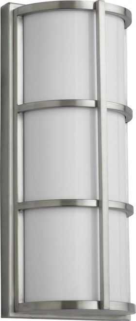 Oxygen Leda Outdoor Wall Sconce, 1-Light, LED, Satin Nickel, White Acrylic Shade, 16.5"H (3-712-224 3ZQE9) 