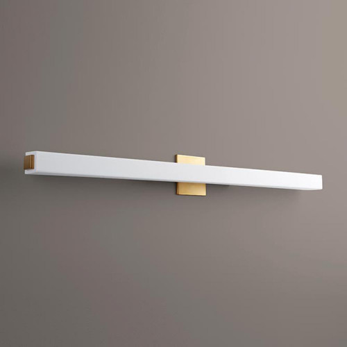 Oxygen Adelphi Vanity, 2-Light, LED, Aged Brass, White Shade, 46.375"W (3-536-40 3ZNE8) 