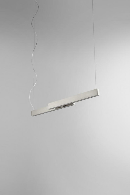 Oxygen Klone Linear Chandelier, 2-Light, LED, Satin Nickel, Matte White Shade, 40"W (32-642-24 3ZME0) 
