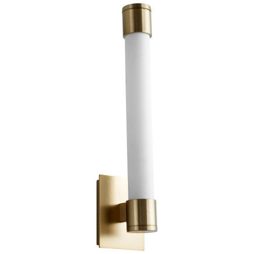 Oxygen Zenith Wall Sconce, 1-Light, LED, Aged Brass, Matte White Shade, 15.25"H (3-556-40 42N4D) 