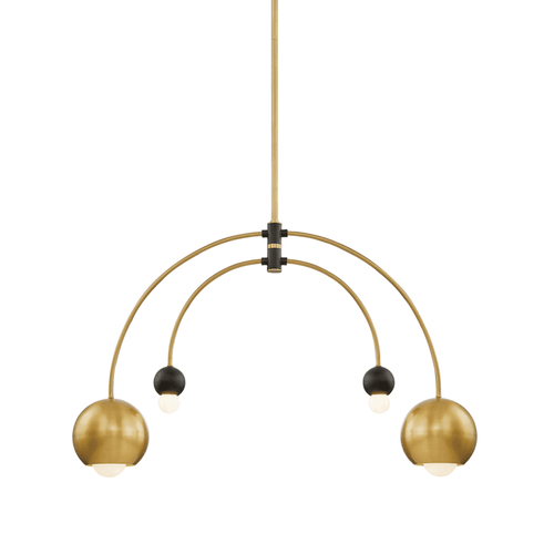 Mitzi by Hudson Valley Lighting Willow Chandelier, 2-Light, Aged Brass/Black, 37.75"W (H348804-AGB/BK 608UAJE) 