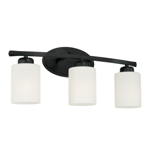Capital Dixon 3-Light Vanity with Soft White Glass in Matte Black 