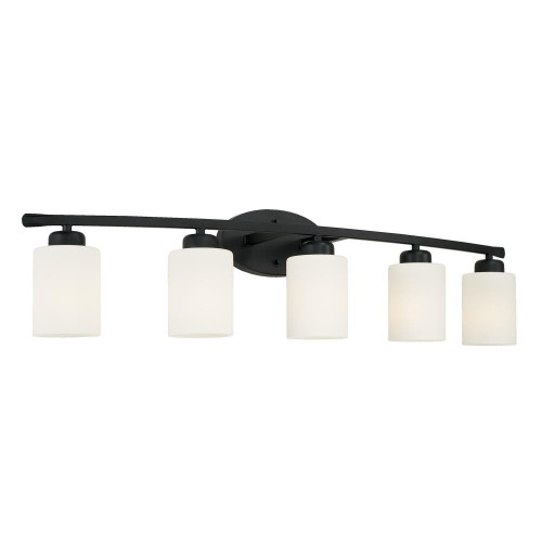 Capital Dixon 5-Light Vanity with Soft White Glass in Matte Black 