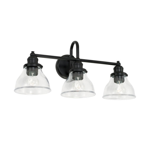 Capital Baxter 3-Light Vanity with Clear Glass in Matte Black 