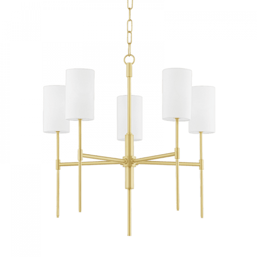Mitzi by Hudson Valley Lighting Olivia Chandelier, 5-Light, Aged Brass, 24"W (H223805-AGB 608UFGL) 
