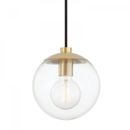 Mitzi by Hudson Valley Lighting Meadow Pendant, 1-Light, LED, Aged Brass, 7"W (H503701-AGB 608UGDT) 
