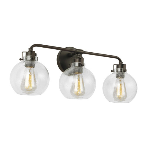 Visual Comfort & Co. Studio Collection Clara Bathroom Vanity Light, 3-Light, Oil Rubbed Bronze, Clear Seeded Shade, 24"W (VS24403ORB 706U5H0) 