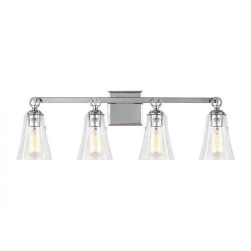 Visual Comfort & Co. Studio Collection Monterro Bathroom Vanity Light, 4-Light, Chrome, Clear Seeded Shade, 30.25"W (VS24704CH 706U5GG) 