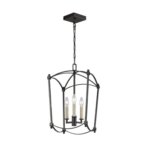 Visual Comfort & Co. Studio Collection Thayer Mini Lantern, 3-Light, Smith Steel, 20.38"H (F3321/3SMS 706WZA0) 