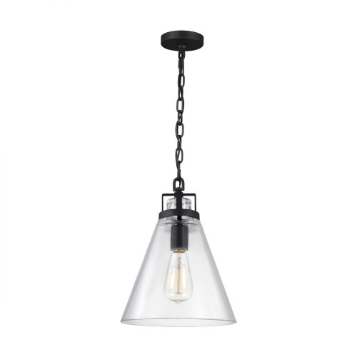 Visual Comfort & Co. Studio Collection Frontage Pendant, 1-Light, Oil Rubbed Bronze, Clear Shade, 10"W (P1370ORB 706U5JN) 