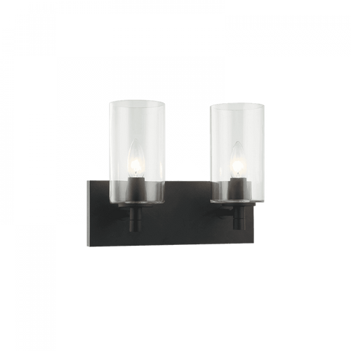 Matteo Lighting Candela Bath Vanity Light, 2-Light, Black, Matte Black, 13"W (S04902MBCL 305XTW9) 