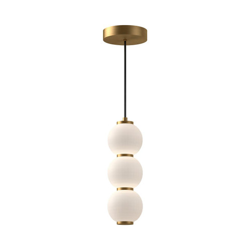 Alora Lighting Bijou Pendant, 3-Light, LED, Aged Gold, Opal Matte Glass, 19.75"H 