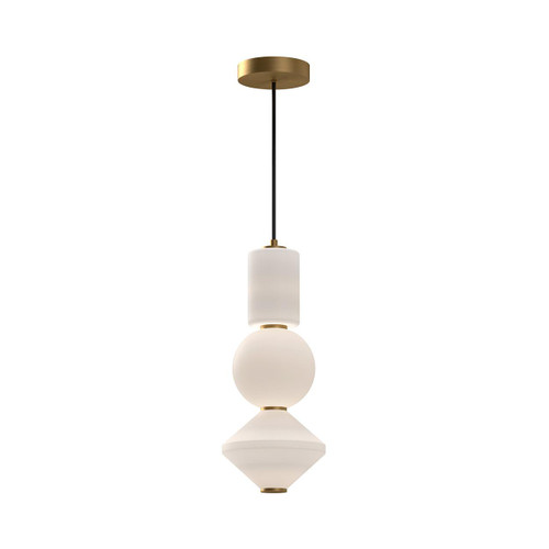 Alora Lighting Bijou Pendant, 1-Light, LED, Aged Gold, Opal Matte Glass, 19.38"H 