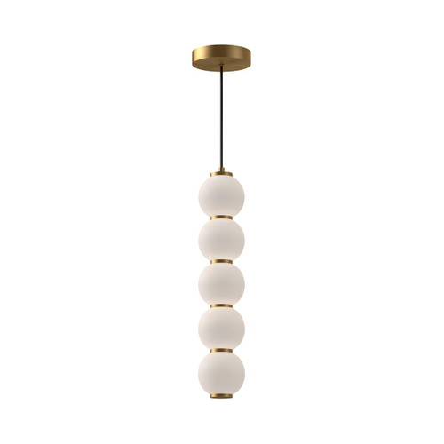 Alora Lighting Bijou Pendant, 1-Light, LED, Aged Gold, Opal Matte Glass, 21.25"H 