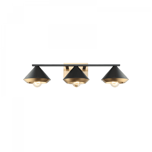 Matteo Lighting Flannigan Bath Vanity Light, 3-Light, Black, Matte Black, 25.40"W (S06803MBAG 305XTWV) 